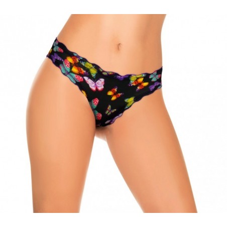 9956 Pack de 12 culottes brésiliennes drapées avec des papillons en 4 couleurs