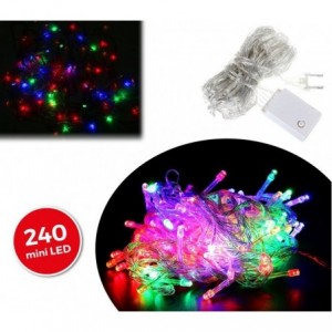 499678 Guirlande MULTICOLORES 240 LED 8 jeux de lumière câble transparent 11,56m