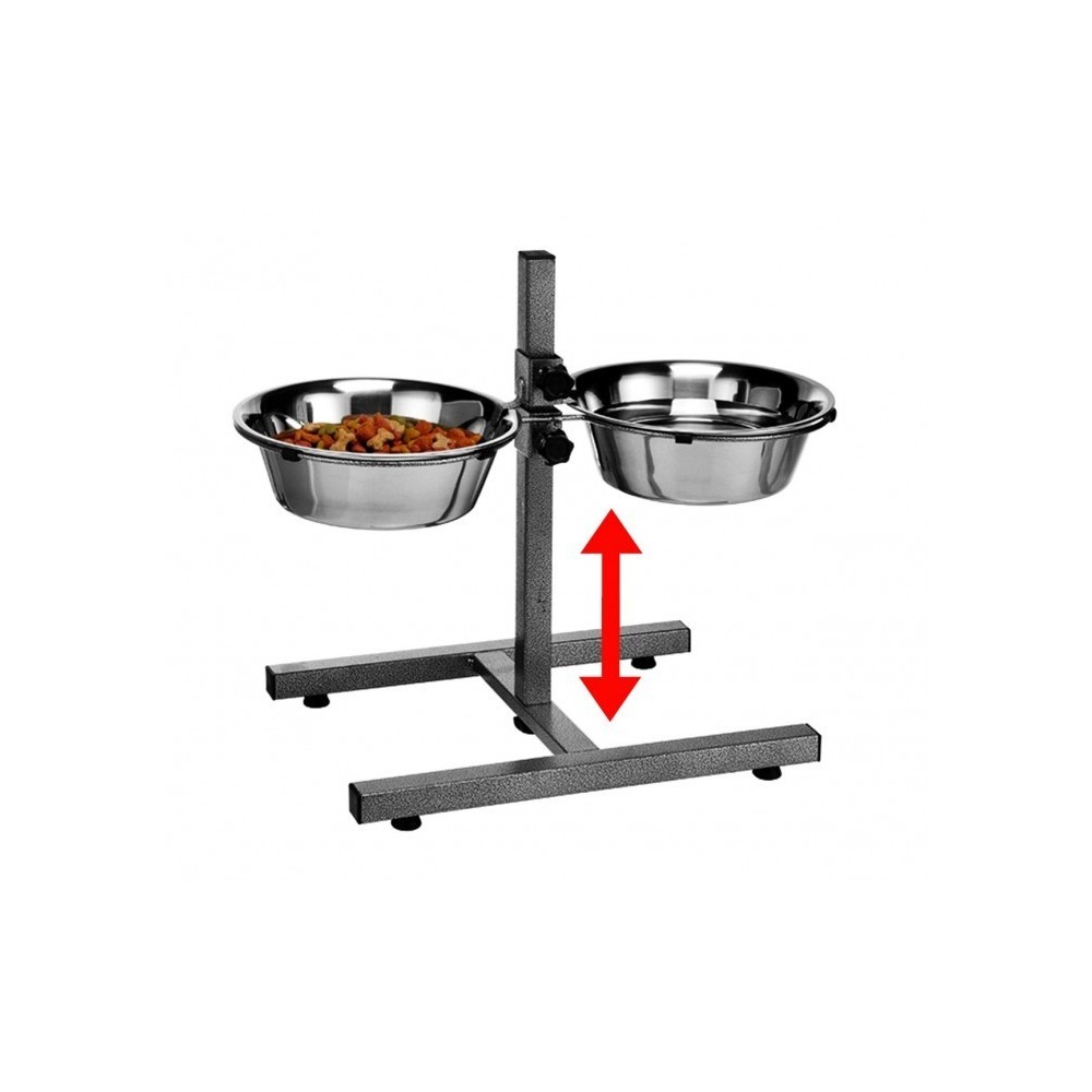 86483 Double gamelle DOG BOWL en acier inox pour chiens avec support réglable