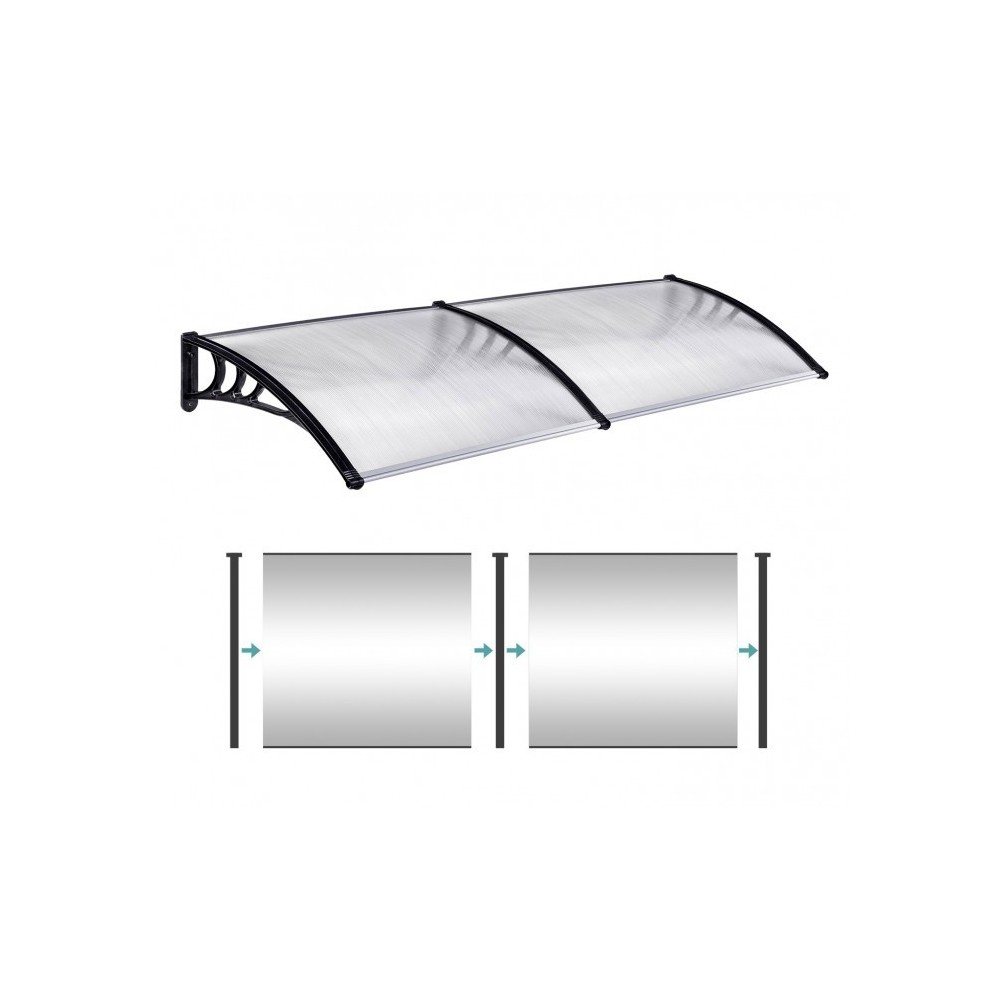 076214 Auvent d'extérieur en polycarbonate 90 x 150 cm toit modulaire
