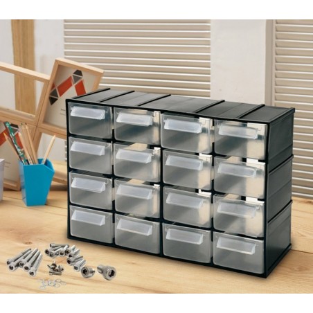 182475 Tiroir BOX SIMPLY en plastique rigide range quicaillerie 16 tiroirs