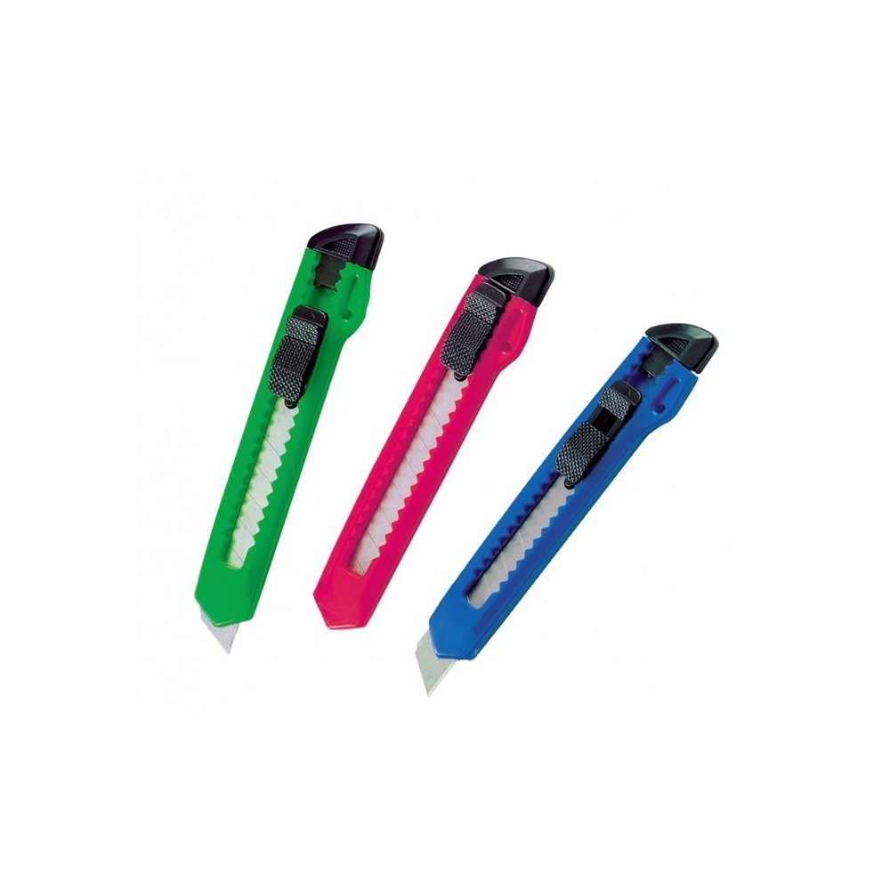 760723 Ensemble de 3 couteaux à lame rétractable en plastique et métal - Cutter