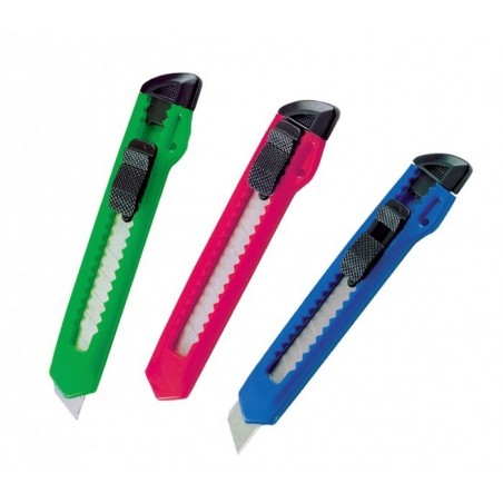760723 Ensemble de 3 couteaux à lame rétractable en plastique et métal - Cutter