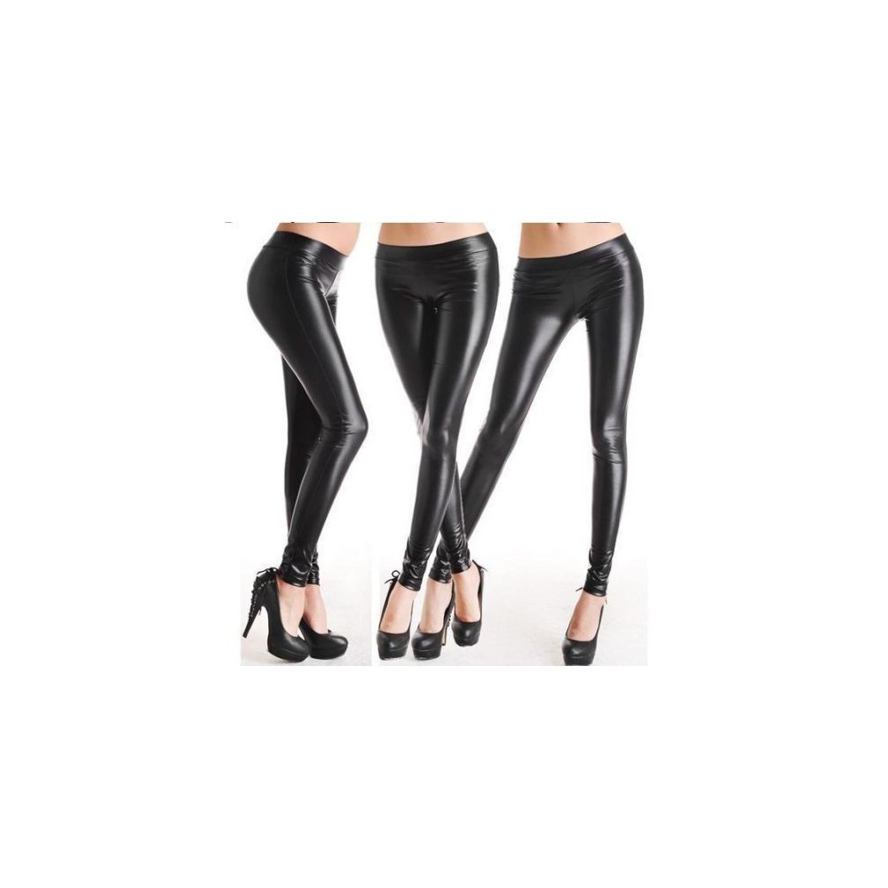 BP01 - Leggings effet cuir noir - brillant