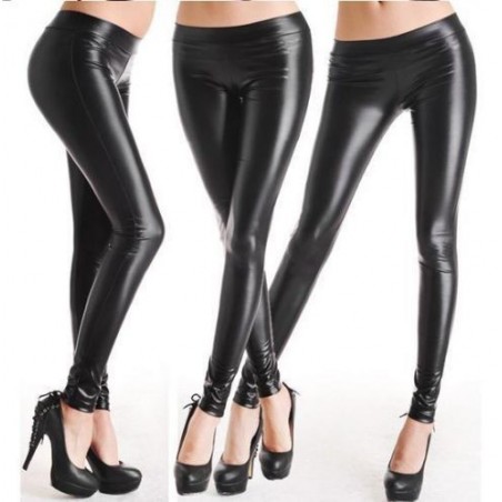 BP01 - Leggings effet cuir noir - brillant