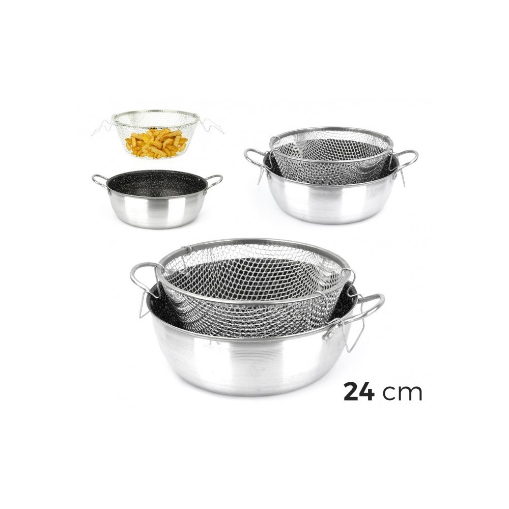 001393 Casserole friteuse 24 cm en aluminium NAPOLEON anti-adhésive avec panier