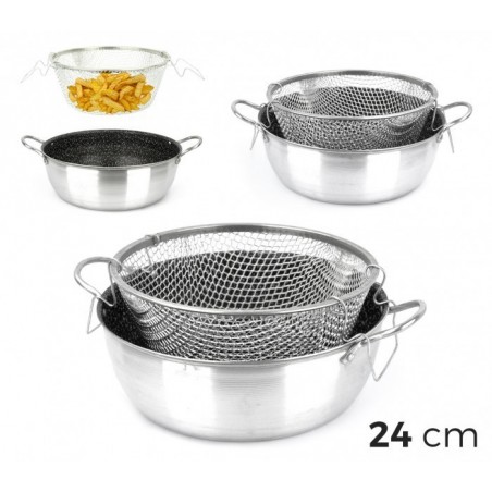 001393 Casserole friteuse 24 cm en aluminium NAPOLEON anti-adhésive avec panier