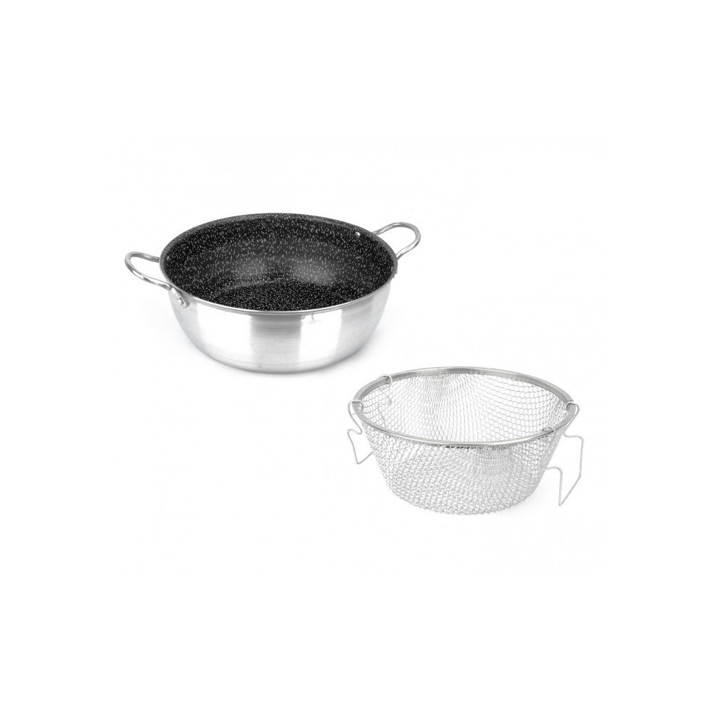 001393 Casserole friteuse 24 cm en aluminium NAPOLEON anti-adhésive avec panier