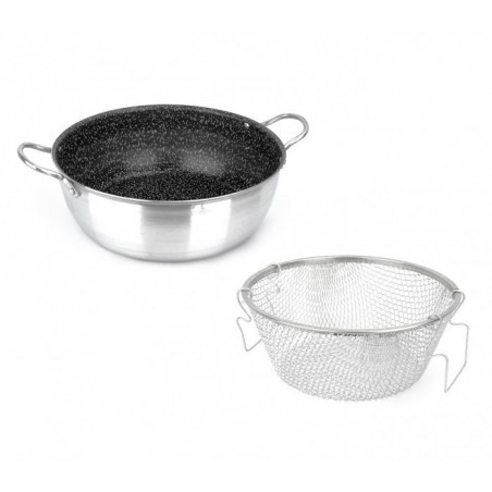 001393 Casserole friteuse 24 cm en aluminium NAPOLEON anti-adhésive avec panier