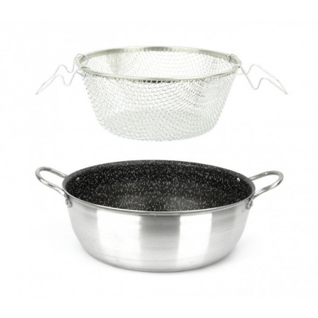 001393 Casserole friteuse 24 cm en aluminium NAPOLEON anti-adhésive avec panier
