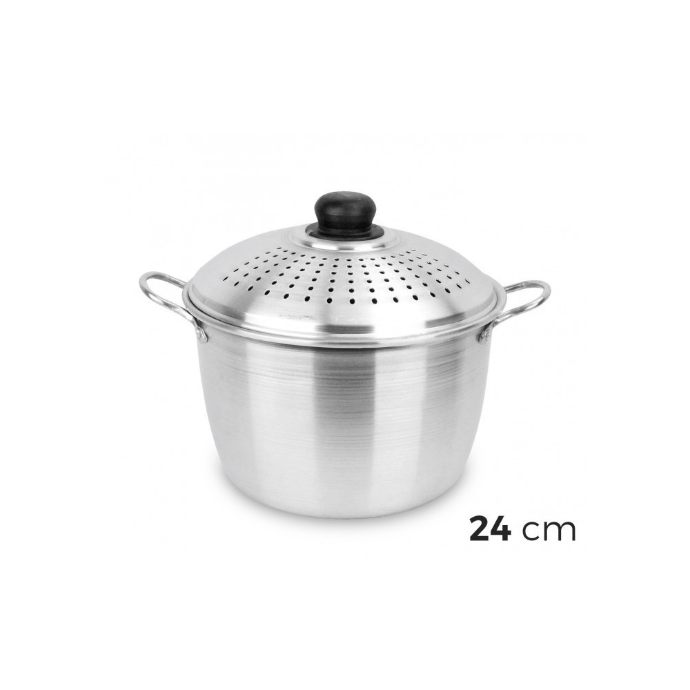 00746 Casserole égouttoir NAPOLEON 24 cm en aluminium avec couvercle perforé