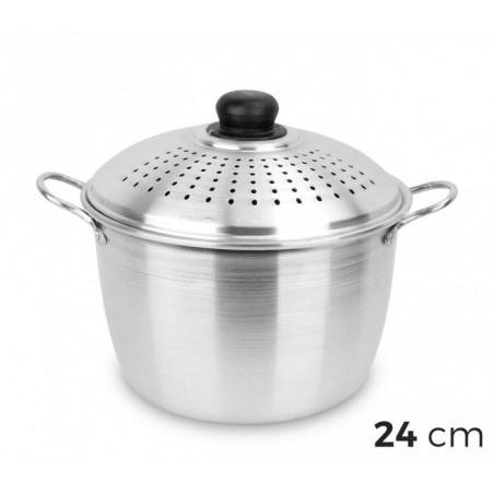 00746 Casserole égouttoir NAPOLEON 24 cm en aluminium avec couvercle perforé