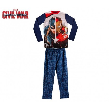 1723 Pyjama enfant imprimé Captain America en coton chaud de 6 à 12 ans