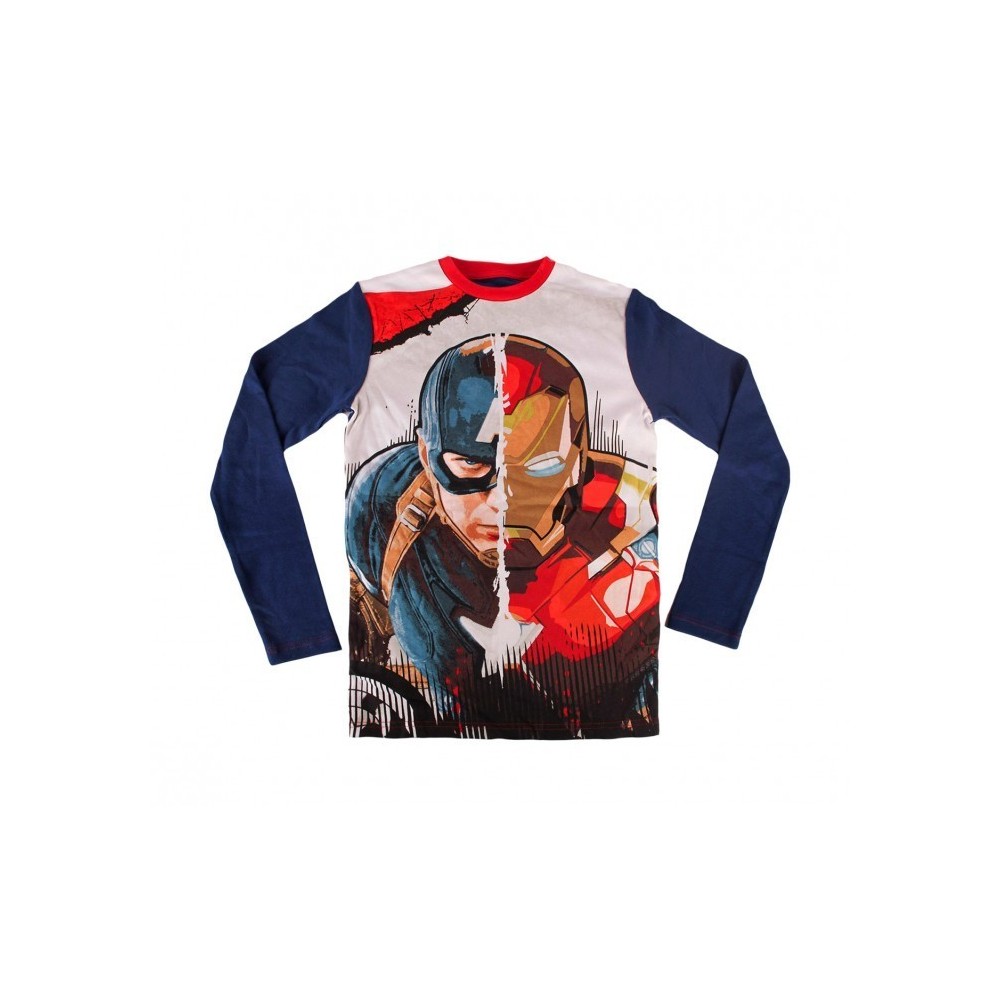 1723 Pyjama enfant imprimé Captain America en coton chaud de 6 à 12 ans