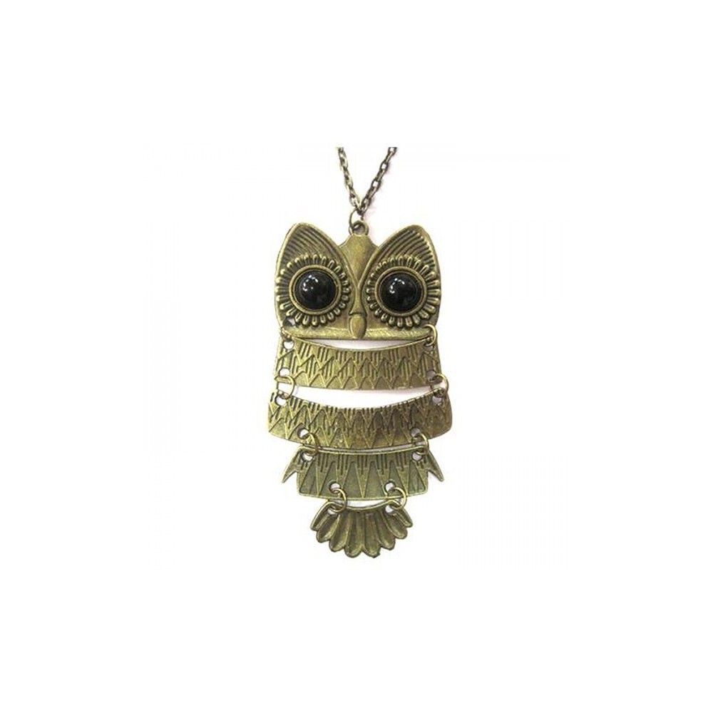 Collier pendentif chouette / hibou - charme de la chance - de bronze