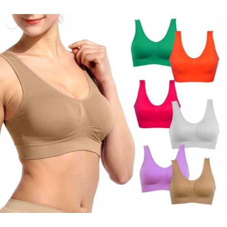 230057 Set de 6 brassières de sport moulantes ass. Marigold bonnets rembourrés