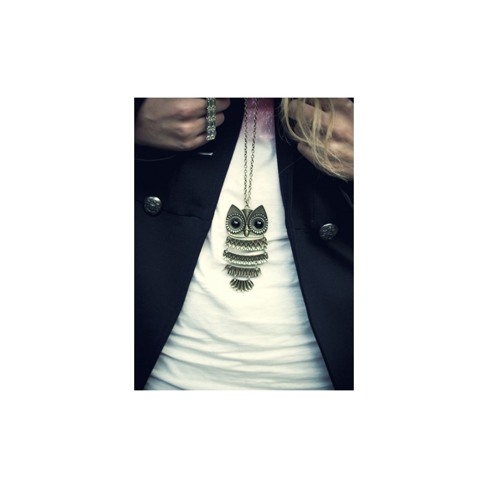 Collier pendentif chouette / hibou - charme de...