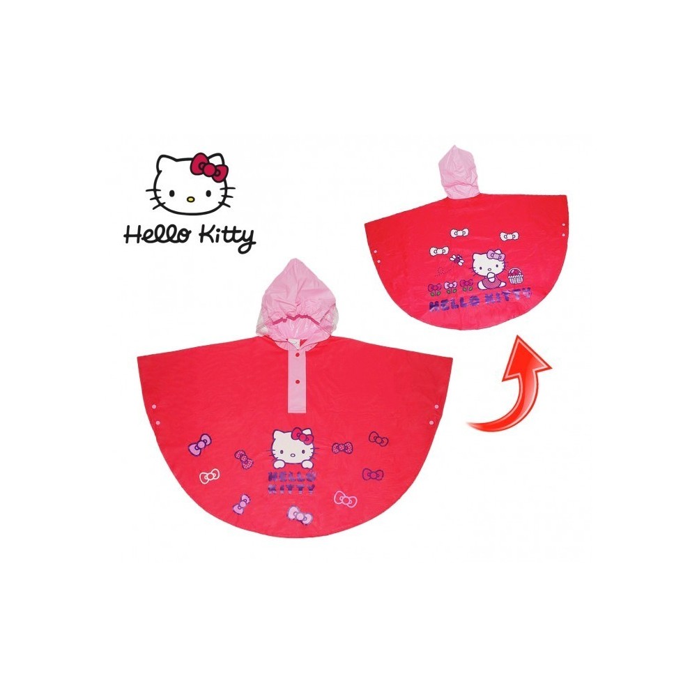 HK811 Poncho imperméable à capuche pour filles Hello Kitty 2 à 6 ans