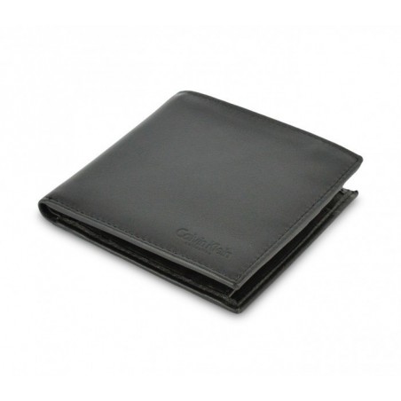 S09 Portefeuille noir Calvin Klein pour homme en vrai cuir avec porte-monnaie