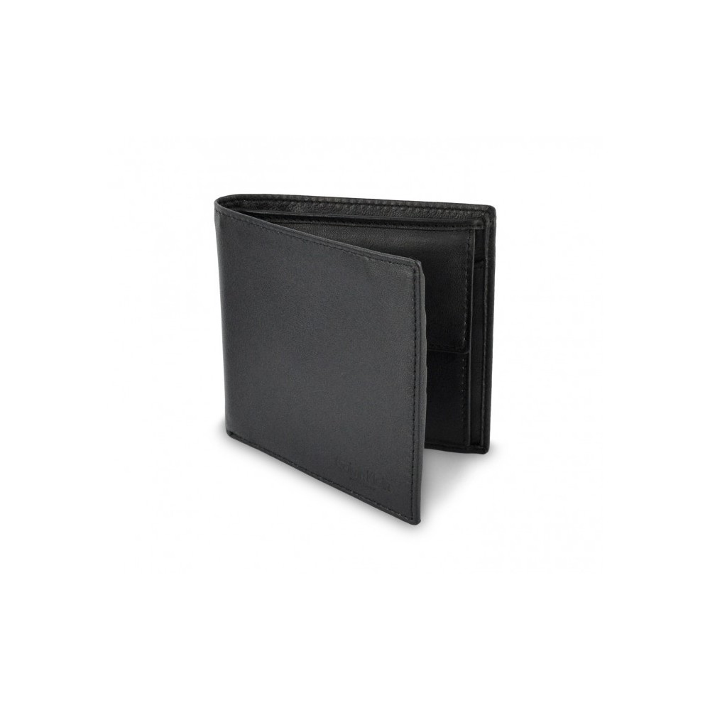 S09 Portefeuille noir Calvin Klein pour homme en vrai cuir avec porte-monnaie