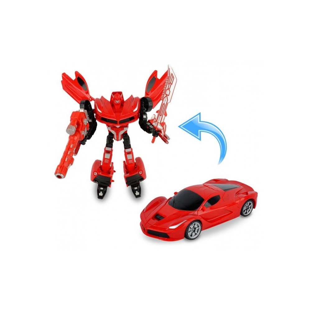 37749 Power Robots convertibles en 2 modèles de voiture jaune et rouge avec des 