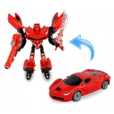 37749 Power Robots convertibles en 2 modèles de voiture jaune et rouge avec des 