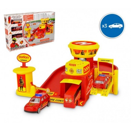 103623 Playset Caserne de pompiers garage 3 auto avec accessoires et autocollant