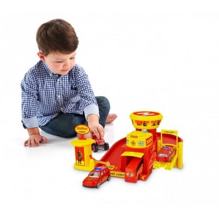 103623 Playset Caserne de pompiers garage 3 auto avec accessoires et autocollant