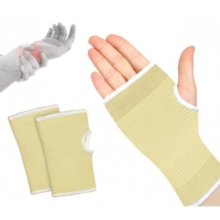 068089 Set de 2 bandes élastique DUNLOP beiges pour poignets en coton élastique