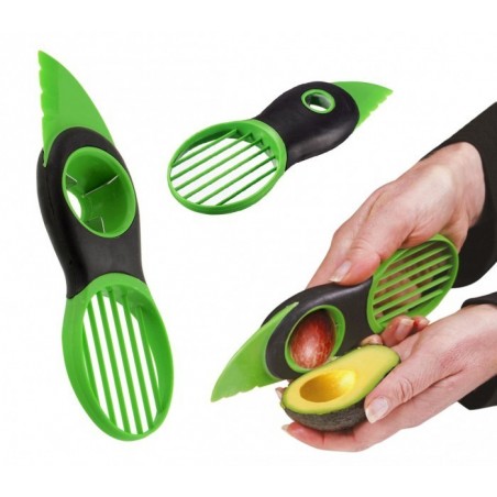 035215 Coupe avocat 3 en 1 avec lame à dénoyauter et trancheuse