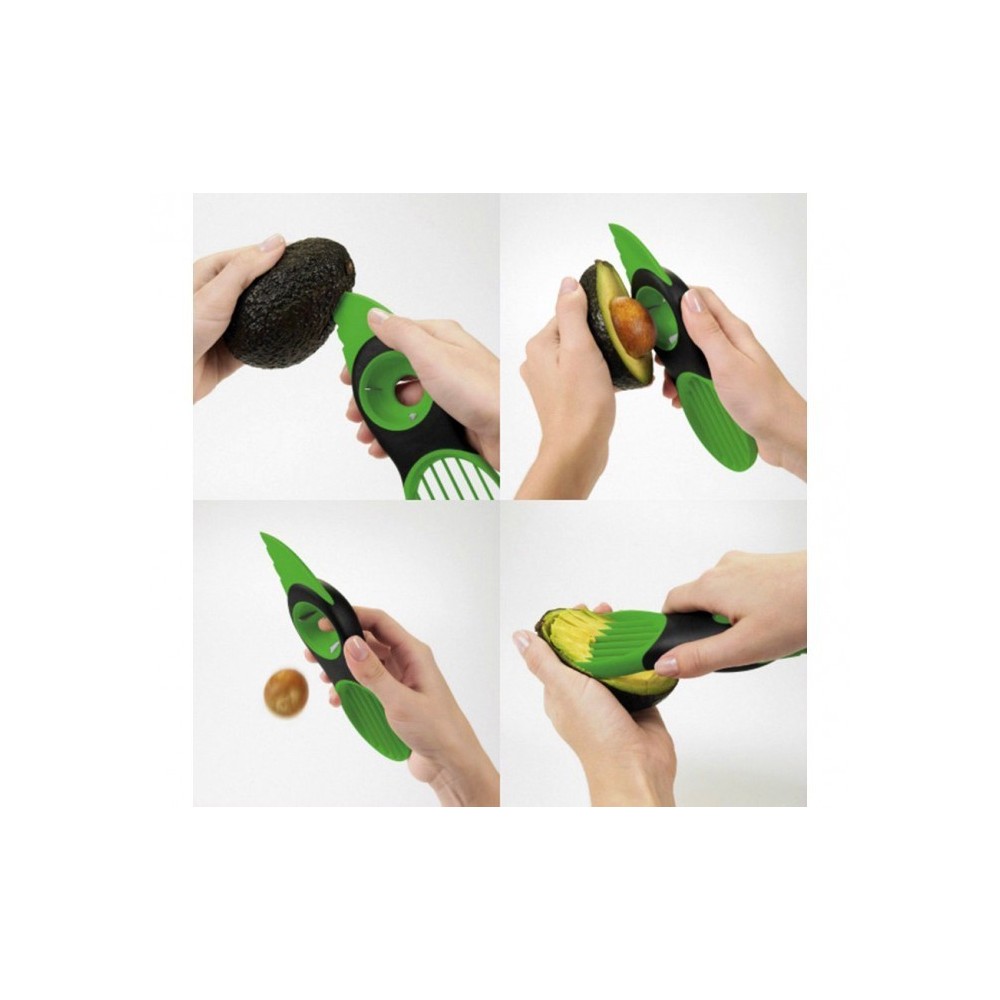 035215 Coupe avocat 3 en 1 avec lame à dénoyauter et trancheuse