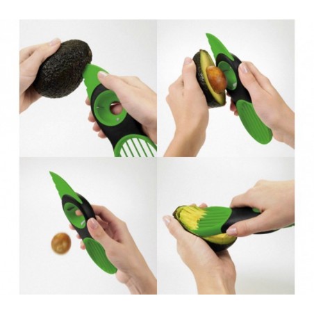 035215 Coupe avocat 3 en 1 avec lame à dénoyauter et trancheuse
