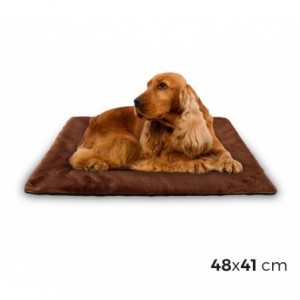 3003 Matelas doux en velours pour chiens taille M Marron 48 x 41 cm 