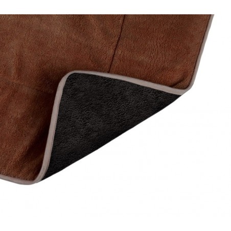 3003 Matelas doux en velours pour chiens taille M Marron 48 x 41 cm 