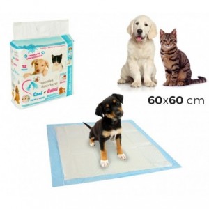 629313 Pack 12 tapis absorbants pour chiens et chats 60x60 cm capte les odeurs