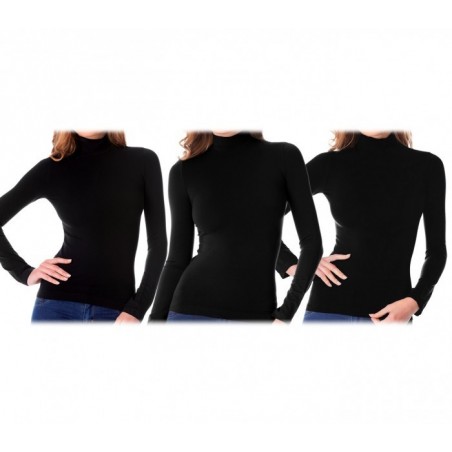 VKA21 Pack de 3 sous-pulls thermiques noirs à col cheminée avec doublure polaire VKA21 Pack de 3 sous-pulls thermiques noirs à col cheminée avec doublure polaire