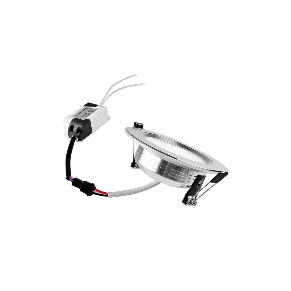 685631 Projecteur LED encastré rond chromé 9 Watt lumière froide avec verre mat