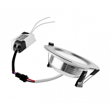 685631 Projecteur LED encastré rond chromé 9 Watt lumière froide avec verre mat