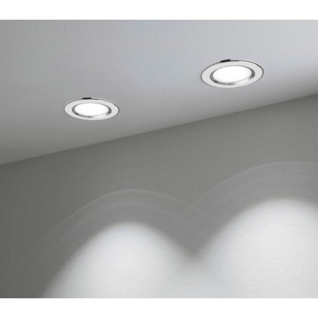 685631 Projecteur LED encastré rond chromé 9 Watt lumière froide avec verre mat