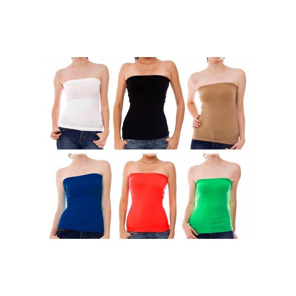 Pack de 6 tops bustiers longs assortiment de couleurs mod. Simple