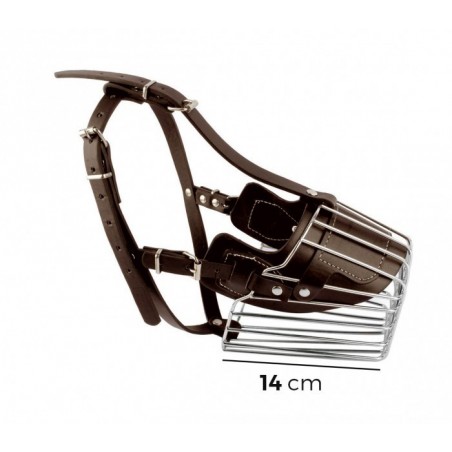 5810 Muselière à panier en acier et en cuir pour chiens de taille moyenne 14 cm