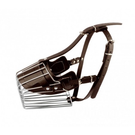 5810 Muselière à panier en acier et en cuir pour chiens de taille moyenne 14 cm