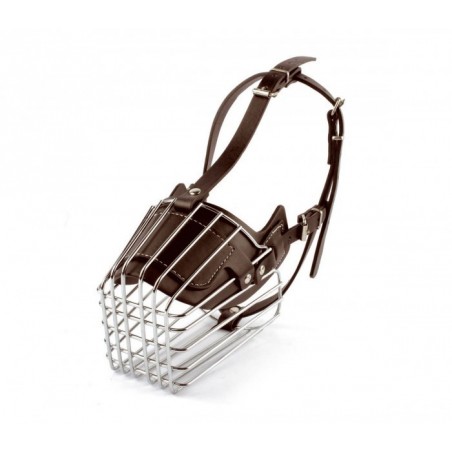 5810 Muselière à panier en acier et en cuir pour chiens de taille moyenne 14 cm