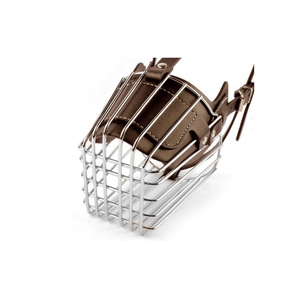 5810 Muselière à panier en acier et en cuir pour chiens de taille moyenne 14 cm