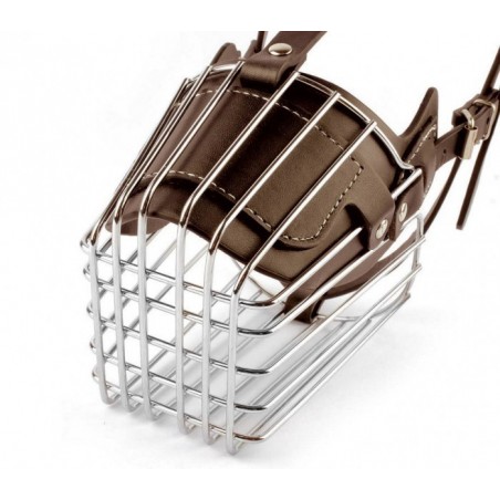5810 Muselière à panier en acier et en cuir pour chiens de taille moyenne 14 cm