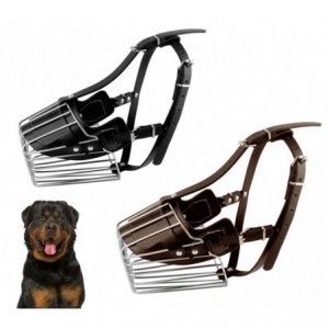 5810 Muselière à panier en acier et en cuir pour chiens de grande taille 15 cm