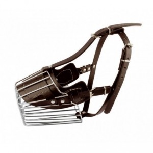 5810 Muselière à panier en acier et en cuir pour chiens de grande taille 15 cm 2