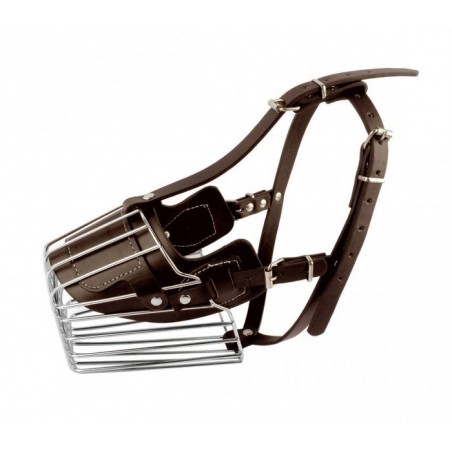 5810 Muselière à panier en acier et en cuir pour chiens de grande taille 15 cm