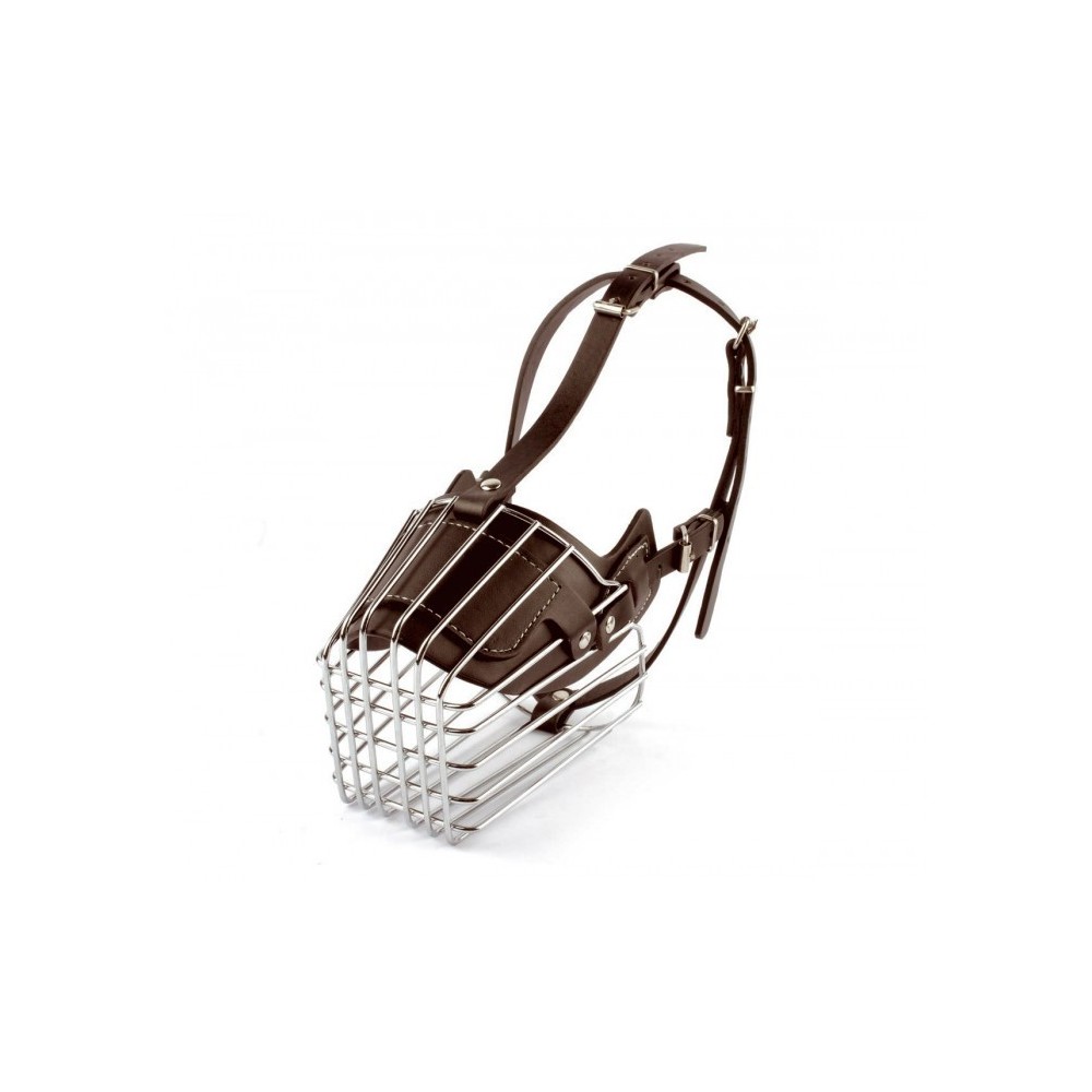 5810 Muselière à panier en acier et en cuir pour chiens de grande taille 15 cm