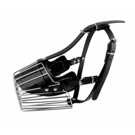 5810 Muselière à panier en acier et en cuir pour chiens de grande taille 15 cm
